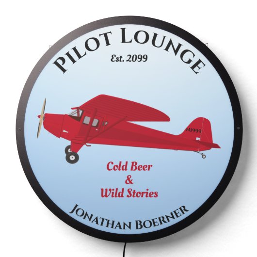 Pilot Aviation Airplane Lounge Pub Bar LED Sign (Lights Off)