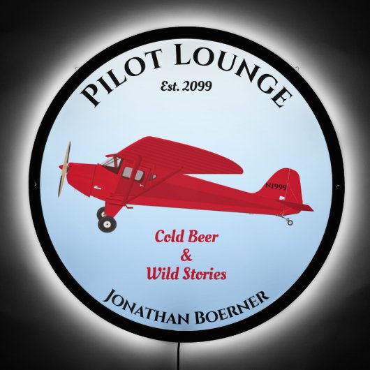 Pilot Aviation Airplane Lounge Pub Bar LED Sign (Front)