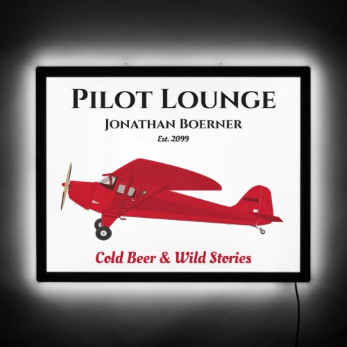 Pilot Aviation Airplane Lounge Pub Bar LED Sign