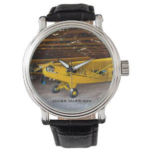 Pilot Aviation Airplane Photo Custom Name Aviator Watch