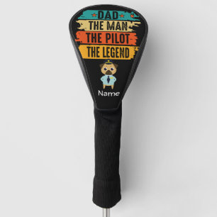 Pilot Aviation Industry Dad Man Legend with Name Golf Head Cover