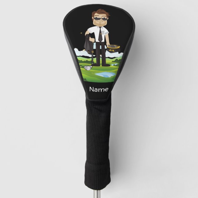 Pilot Aviation Industry Golfer at golf ball   Head Cover (Front)