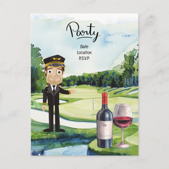 Pilot Aviation Industry Golfer at golf ball   Postcard (Front)