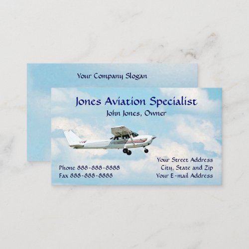 Pilot Aviation Single Engine Plane Business Card
