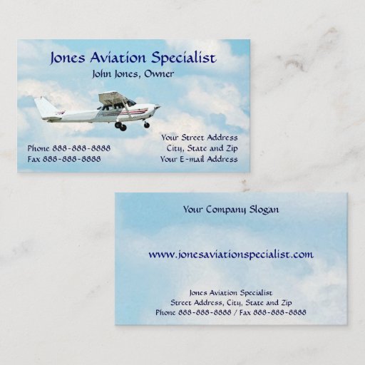 Customizable Pilot Aviation Single Engine Plane Business Card