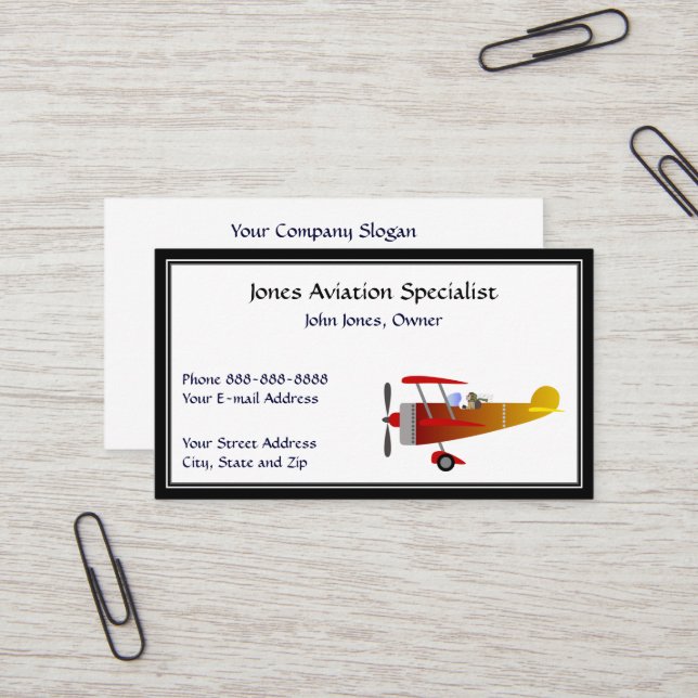 Pilot Aviation Single Engine Plane Business Card (Front/Back In Situ)
