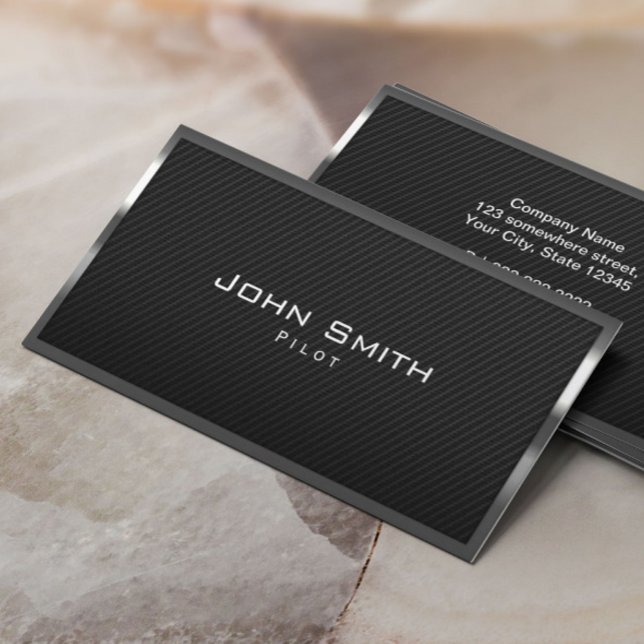 Pilot Aviator Carbon Fiber Modern Metal Frame Business Card (Creator Uploaded)