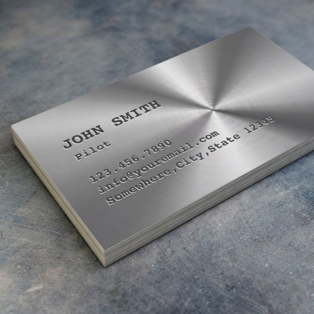 Pilot Aviator Faux Stainless Steel Business Card (Creator Uploaded)
