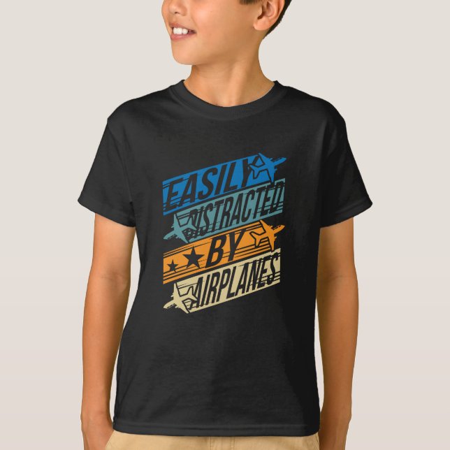 Pilot Aviator Funny - Distracted by Airplanes T-Shirt (Front)