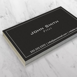 Pilot Aviator Plain Black Professional Business Card