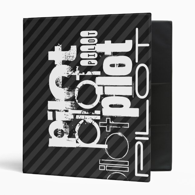 Pilot; Black & Dark Gray Stripes 3 Ring Binder (Front/Inside)
