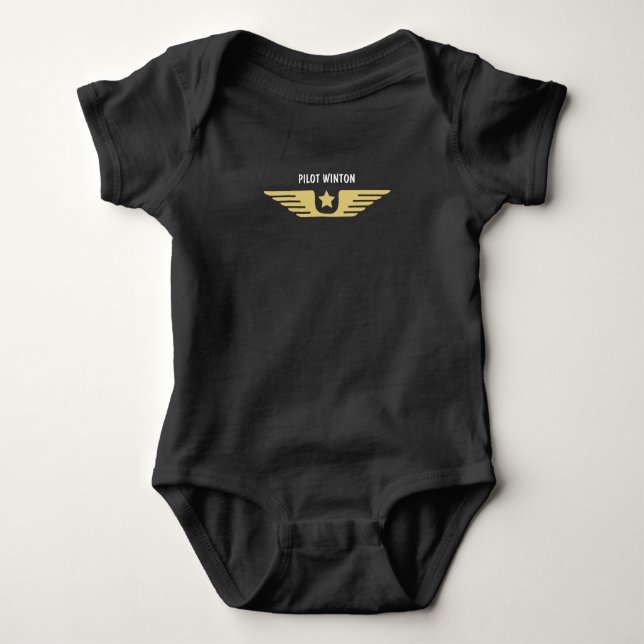 Pilot black T-Shirt Baby Bodysuit (Front)
