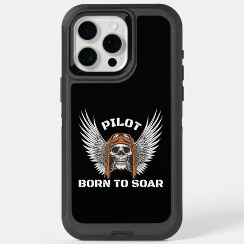 Pilot Born to Soar Aviation AircraftSkullWings iPhone 15 Pro Max Case