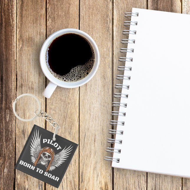 Pilot Born To Soar Design,Aviation,Airplane,Skull Keychain (Creator Uploaded)