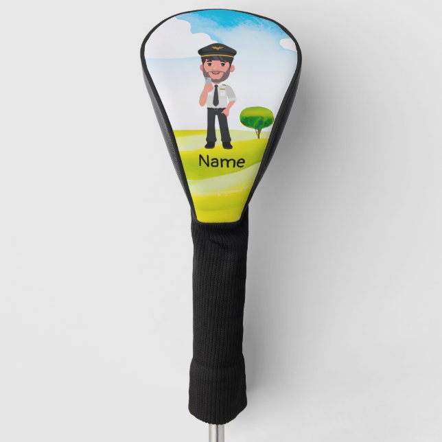 Pilot Captain in the golf course  Aviation Lovers  Golf Head Cover (Front)