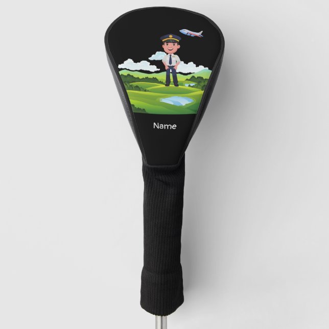 Pilot Captain in the golf course  Aviation Lovers  Head Cover (Front)