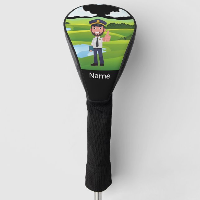 Pilot Captain in the golf course  Aviation Lovers  Head Cover (Front)