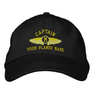 Pilot captains custom name and monogram embroidered baseball cap