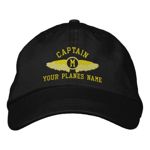 Pilot captains custom name and monogram embroidered baseball cap