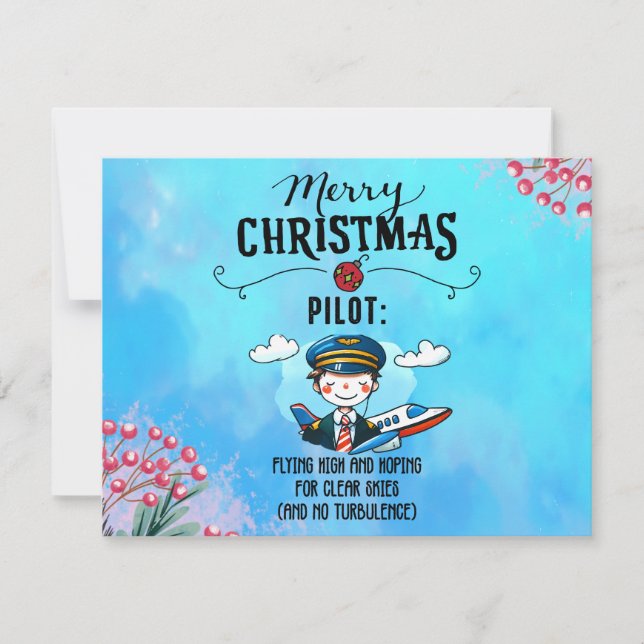 Pilot Christmas themed  Holiday Card (Front)