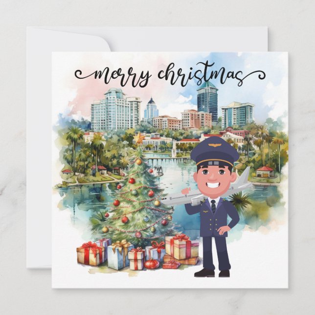 Pilot Christmas time in Florida Holiday Card (Front)