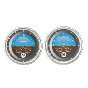 Pilot Cockpit Attitude Instrument Monogram Cufflinks