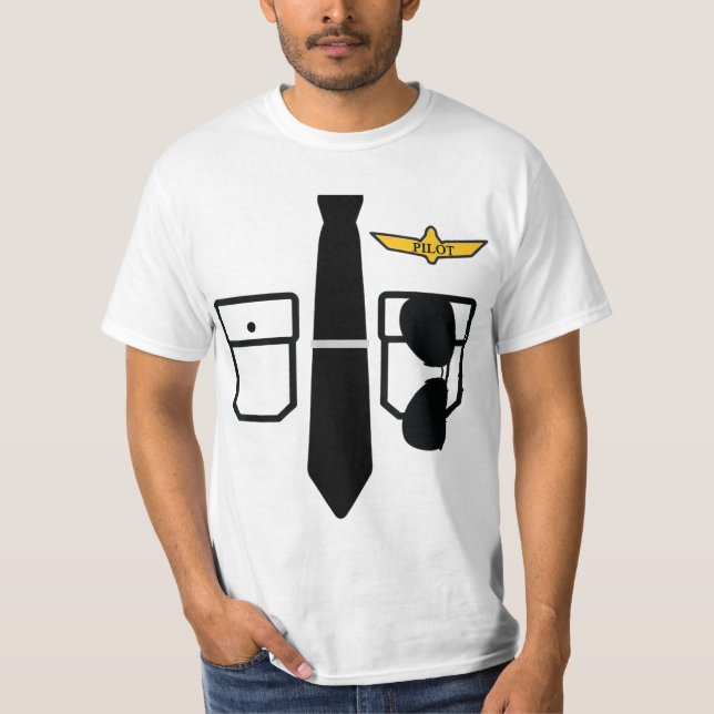 Pilot Costume Funny Halloween Airplane pilot T-Shirt (Front)