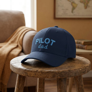 Pilot Dad Blue Aviation Custom Name Retirement Embroidered Baseball Cap