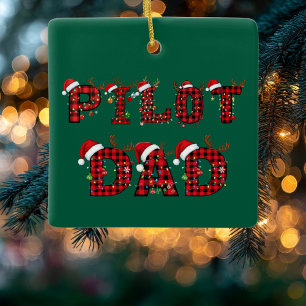 Pilot Dad Christmas Letters Lights Ornaments Funny