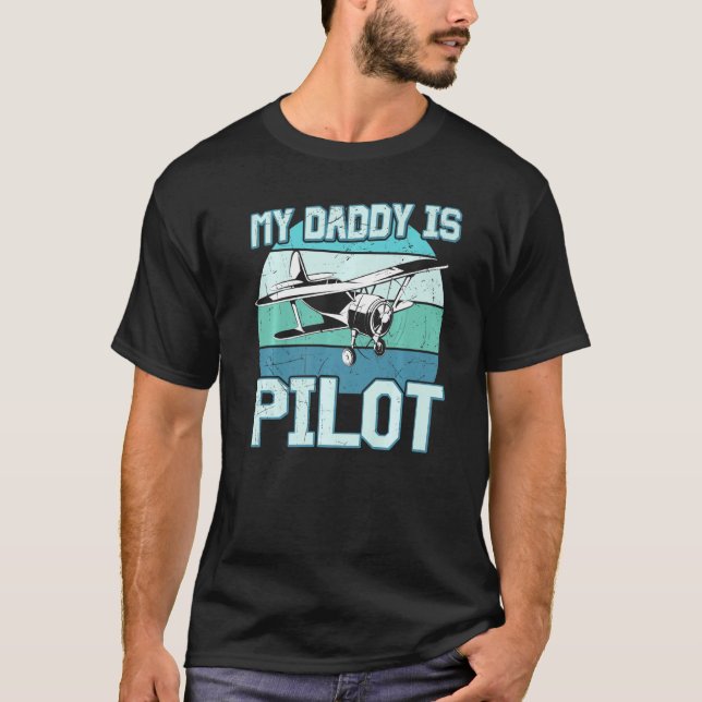 Pilot Dad Daddy Airplane Tee Jet Aviation School G (Front)