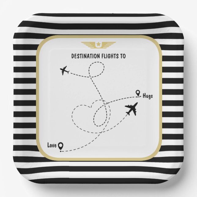 Pilot destination aviation paper plates (Front)
