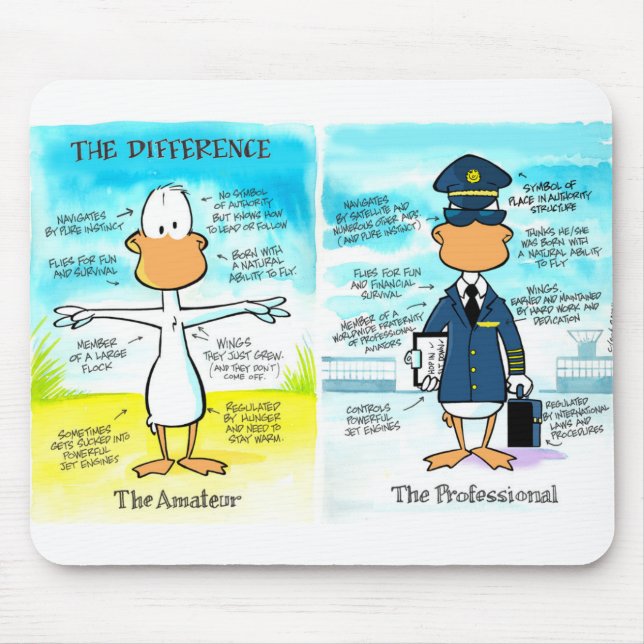Pilot Differences Aviation Cartoon Mouse Pad (Front)