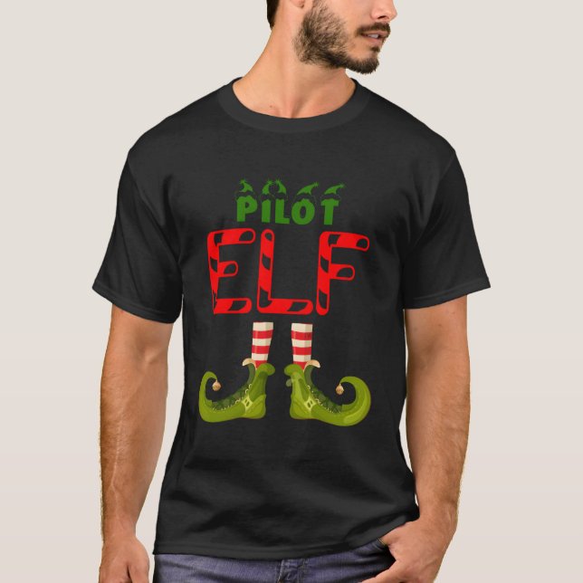 Pilot Elf Funny Group Matching Family Pyjamas For  T-Shirt (Front)