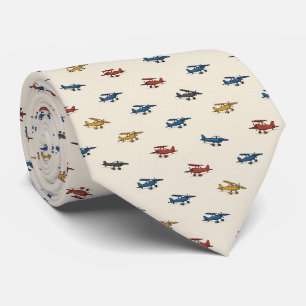 Pilot Faux Silk Micro Airplane Designer Style Neck Tie