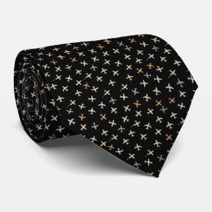 Pilot Faux Silk Micro Airplane Designer Style Neck Tie