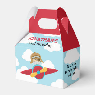 Pilot Favor Boxes Airplane Red & Blue