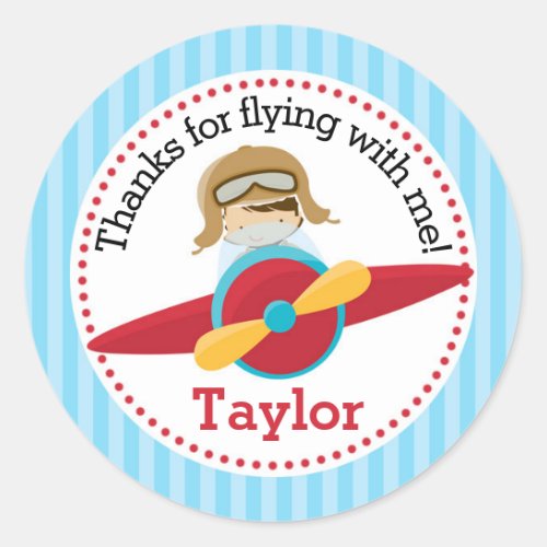 Pilot Favor Stickers Boys Airplane Birthday Party