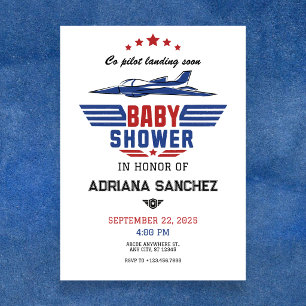Pilot fighter plane baby shower invitation