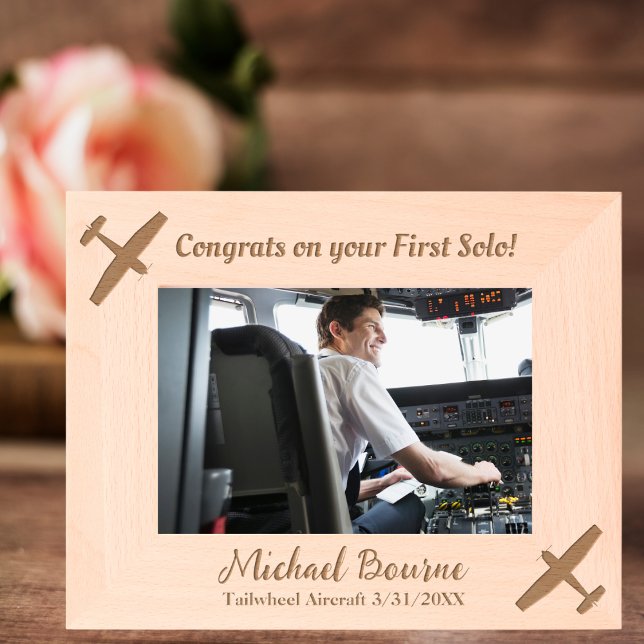 Pilot First Solo Flight Graduation Custom Photo Engraved Frames (Default Text)