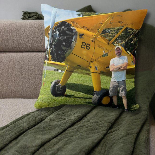 Pilot First Solo Flight Photo Airplane Personalize Throw Pillow (Creator Uploaded)