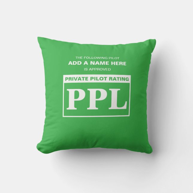 Pilot Flight Rating Throw Pillow (Front)