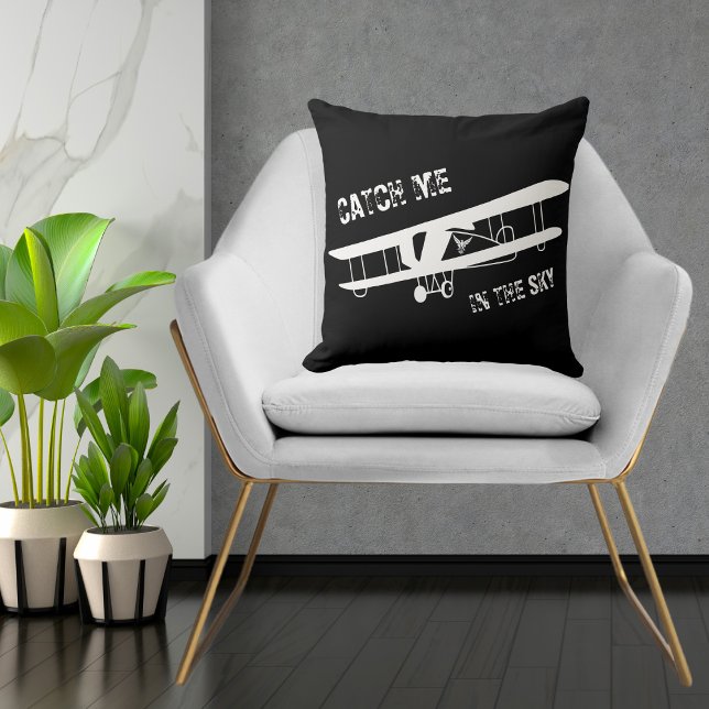 Pilot Flying Airplane Catch Me In The Sky Simple Throw Pillow (Creator Uploaded)