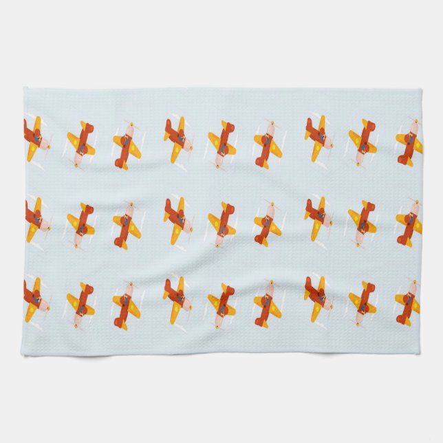 Pilot flying plane in the sky kitchen towel (Horizontal)