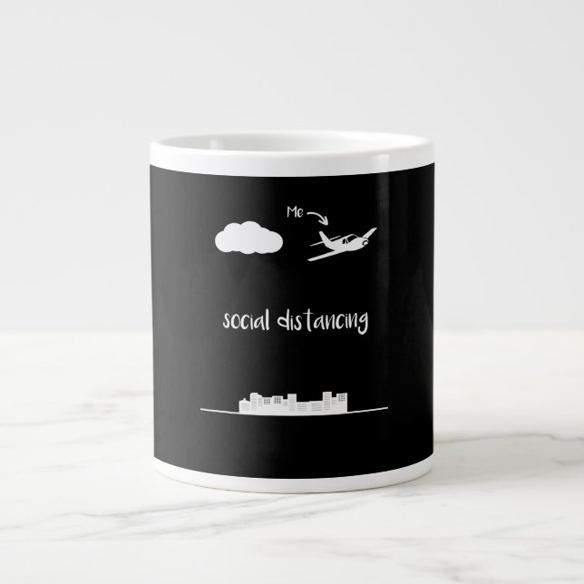 Pilot Flying This Is Me Social Distancing Gift Giant Coffee Mug (Front)