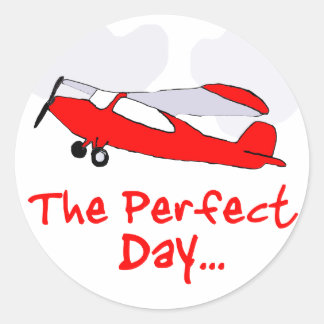 pilot flyling red airplane classic round sticker