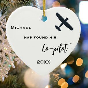 Pilot Found his Co-Pilot Airplane Photo custom  Ceramic Ornament