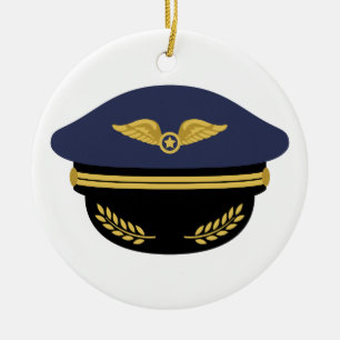 Pilot Hat Ceramic Ornament