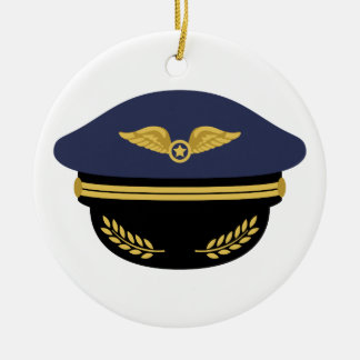 Pilot Hat Ceramic Ornament
