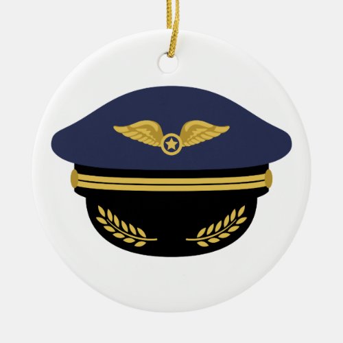 Pilot Hat Ceramic Ornament