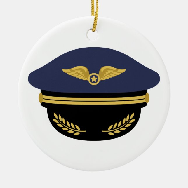 Pilot Hat Ceramic Ornament (Front)
